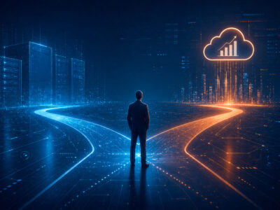 man standing with blue and orange light