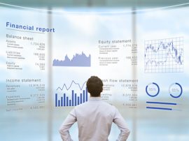 Businessman analyzing financial report data company operations, balance sheet, fintech Businessman analyzing financial report data company operations, balance sheet, fintech